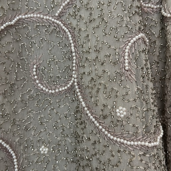 Vintage Adrianna Papell silk sequins silver grey shell and jacket set size 6p - Picture 4 of 8